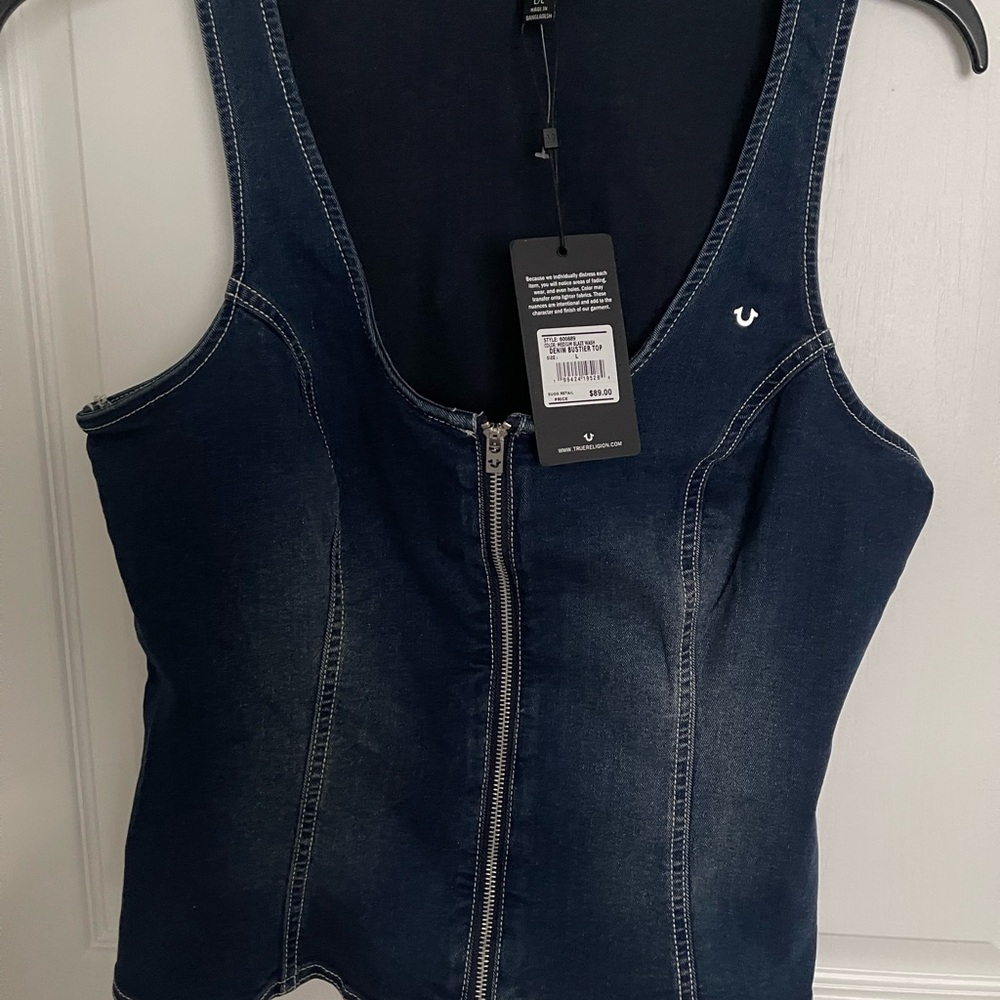 True Religion Medium Blaze Wash Denim Bustier